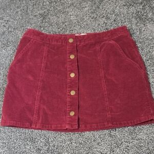 Altar'd State Button-Front Corduroy Mini Skirt - Wine